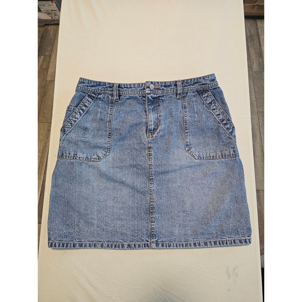 Faded Glory Womens Blue Denim Carpenter Mini Skirt Med Stone Size 12 Cotton